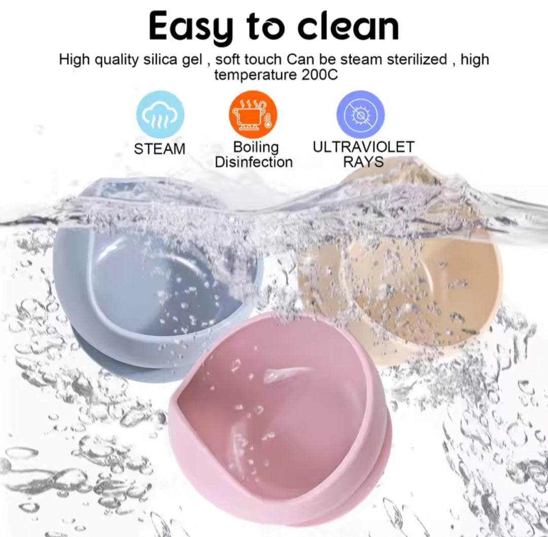 Silicone Bowl & Spoon - pink
