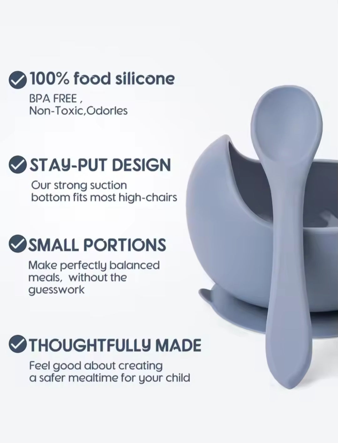 Silicone Bowl & Spoon - pink