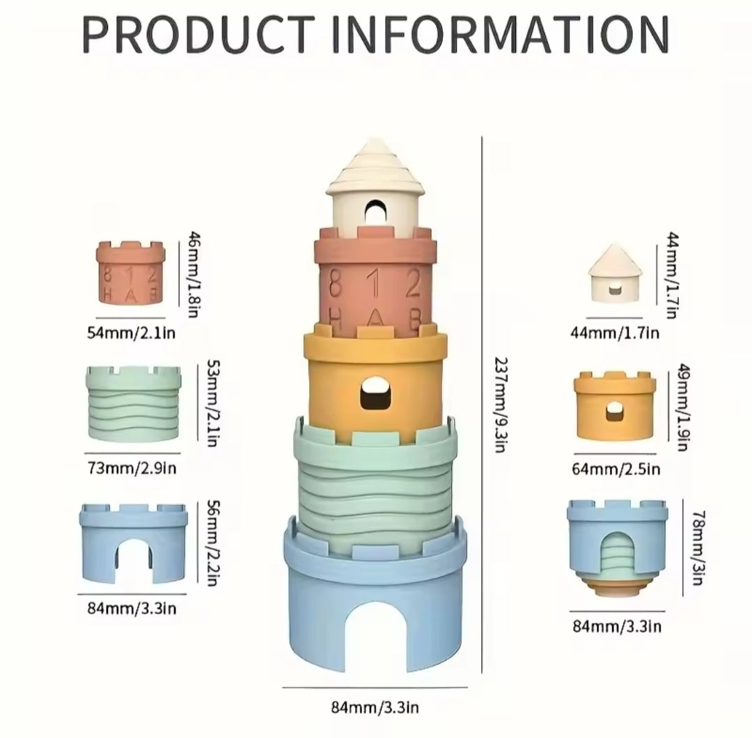 Silicone Stacking Cups - castle