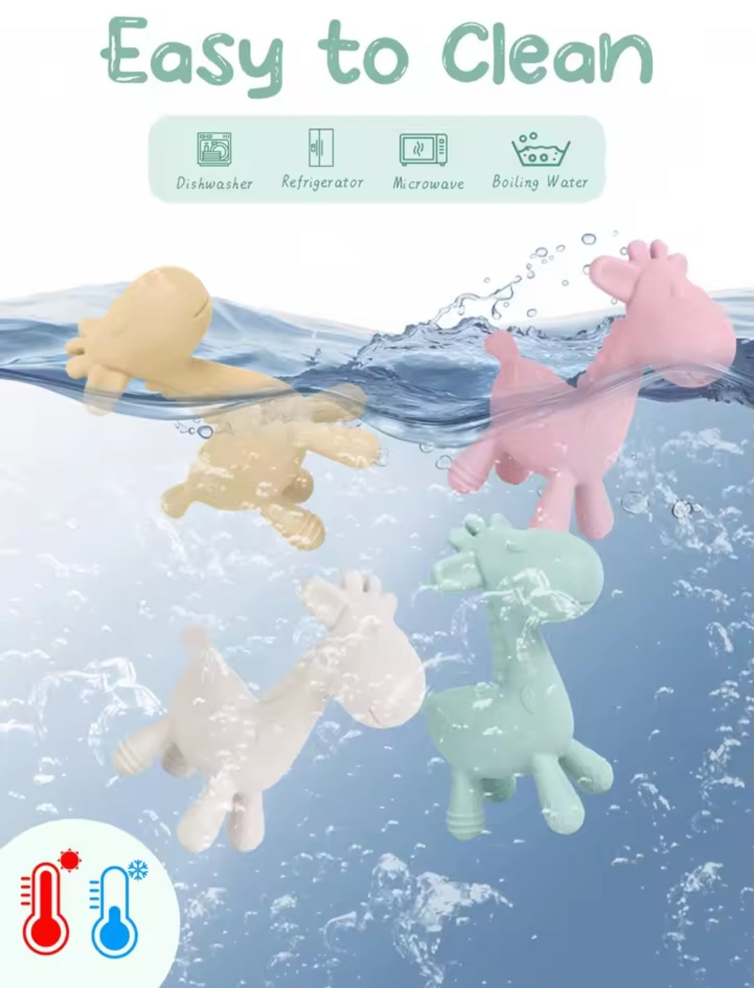 Silicone Teether Giraffe - pink