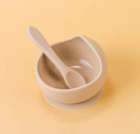 Silicone Bowl & Spoon - beige