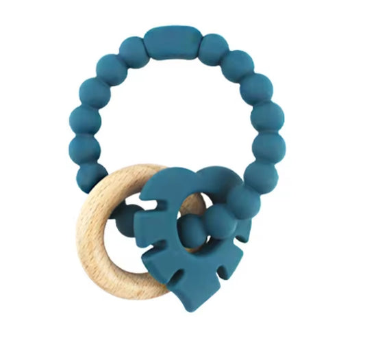 Silicone Teether - blue leaf