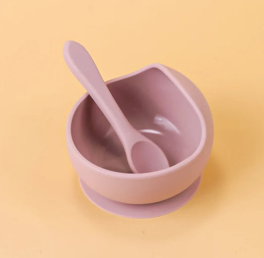 Silicone Bowl & Spoon - pink
